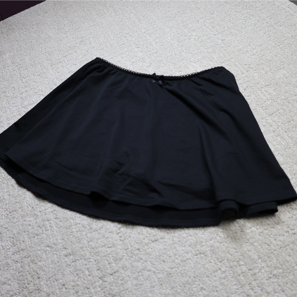 Wild Fable Black Mini Skort Lace Trim Bow Accent Size M
